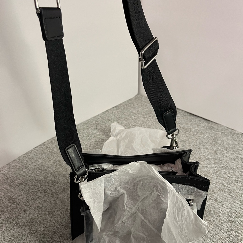 GUESS Factory Ocata Mini Satchel Black handbag Crossbody 
w/ Silver Chain *NWT* - Picture 10 of 11